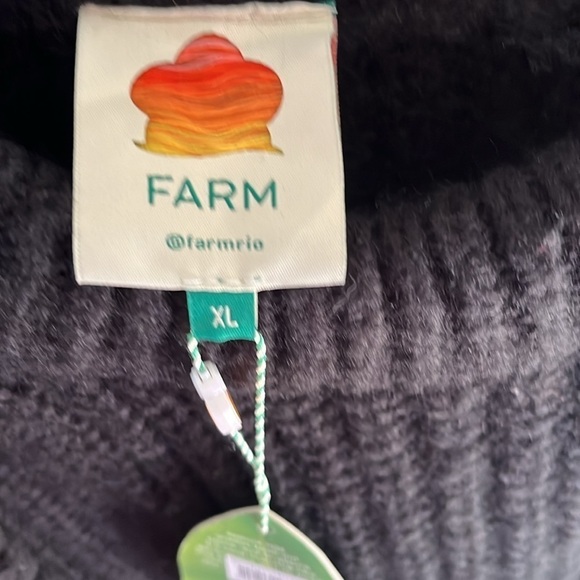 FARM RIO Women’s Chunky Black Crewneck Sweater Cropped Size XL NWT - Picture 4 of 10